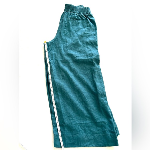 Athleta Playa Linen Borealis Green Wide Leg Crop Pants - Picture 10 of 14